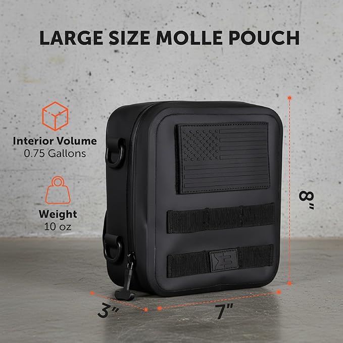 SealBags Water Resistant Tactical MOLLE Pouch for Hiking, Tools and Camping Gear. Durable Thermoplastic Design and Molle Compatible with Backpacks, Tactical Belts, Waist Bags and More