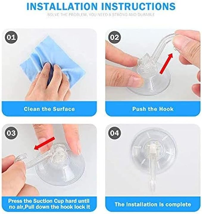1st Choice Clear Plastic Suction Cup Hooks, 8 Pack Ultra Heavy Duty Power Lock Vacuum Traceless Smooth Waterproof Oil-Proof Wall Shower Kitchen Window Bathroom Holder