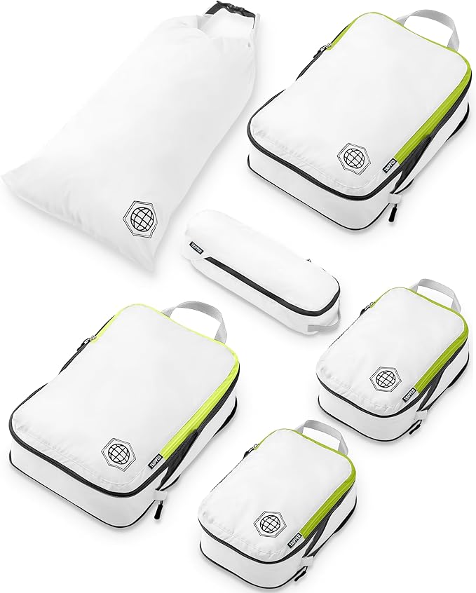 Compression Packing Cubes Set for Carryon Suitcases- Lightweight, Durable Clothes Organizer