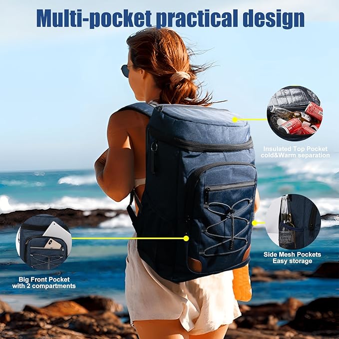 Backpack Cooler Insulated Leak Proof for Men Women 36 Cans Soft Cooler Backpack Insulated Waterproof Large Capacity Coolers Bag Portable for Lunch Camping Travel Picnic Hiking