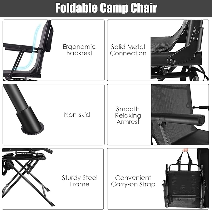Moccha 360-degree Swivel Blind Chair, Foldable Hunting Chair w/Mesh Back & Non-Slipping Pads, Multi-Position X Steel Frame Portable Outdoor Chairs for Camping, Hunting, Fishing, Black