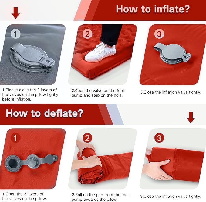 Camping Sleeping Pad, Extra Thick 5 Inch Camping Mat with Pillow Built-in Foot Pump Inflatable Sleeping Pads Compact for Camping Backpacking Hiking Traveling Tent