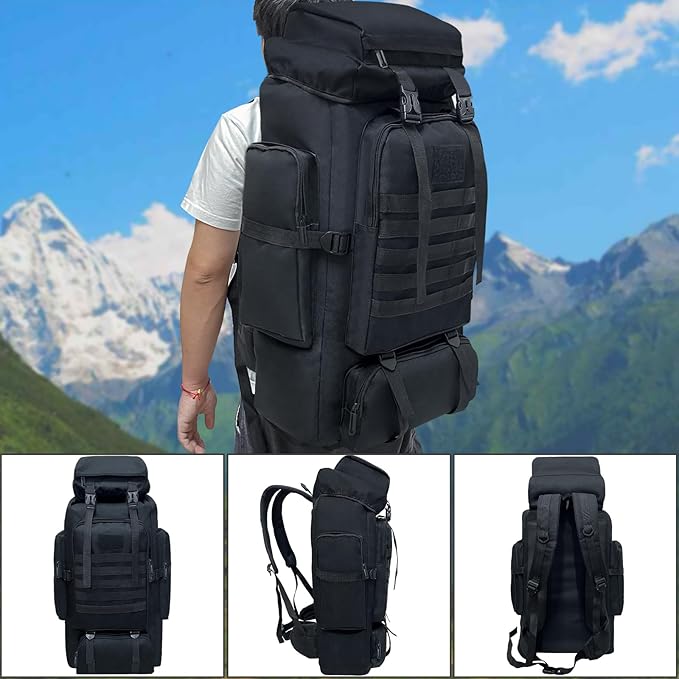 80L/100L Hiking Camping Backpack Outdoor Travel Climbing Rucksack Military Trekking Knapsack Molle 3 Days Assault Pack