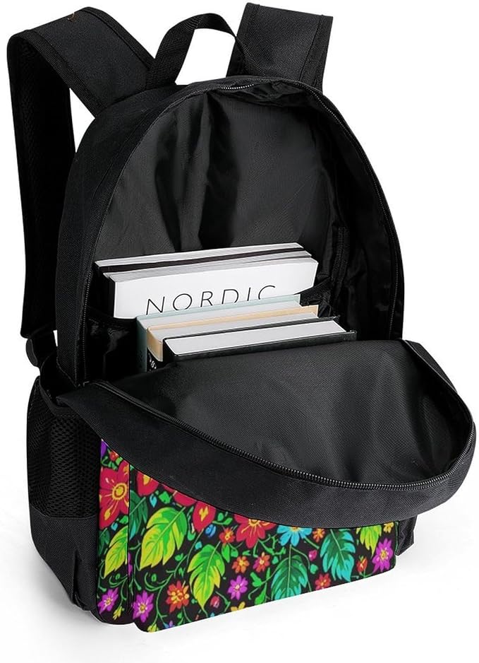 Rucksacks Polyester Anti-Theft Multipurpose Mexican Sugar Skulls Day Of The Dead Flowers Carry On Bag Large Capacity Gym Outdoor Hiking Backpack With Smooth Zippers