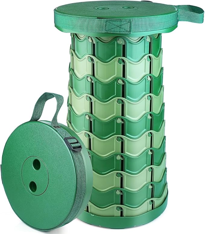 2025 Upgraded Folding Stool Collapsible Portable Chairs Sturdy Telescopic Stool for Camping Travel Hiking (Camo-Round)