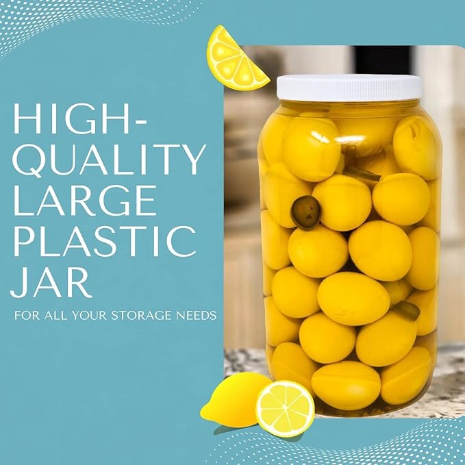 12 Pack of 32 Ounce Plastic Quart Jars with 70RG Leak Proof Seal Lid - Food Grade and BPA Free (32oz, 6pk)