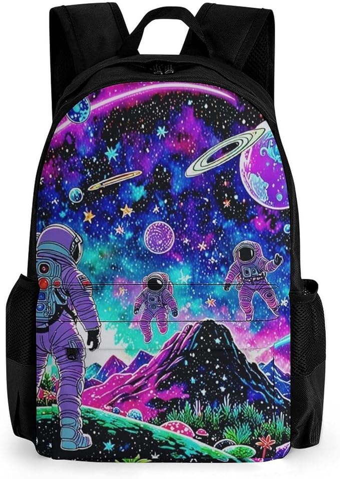 Supdreamc Lightweight Daypack Backpack for Sports Travel Running, Large Capacity Multipurpose Anti-Theft Bookbag, Space Astronaut Galaxy Art Laptop Backpack Daypack