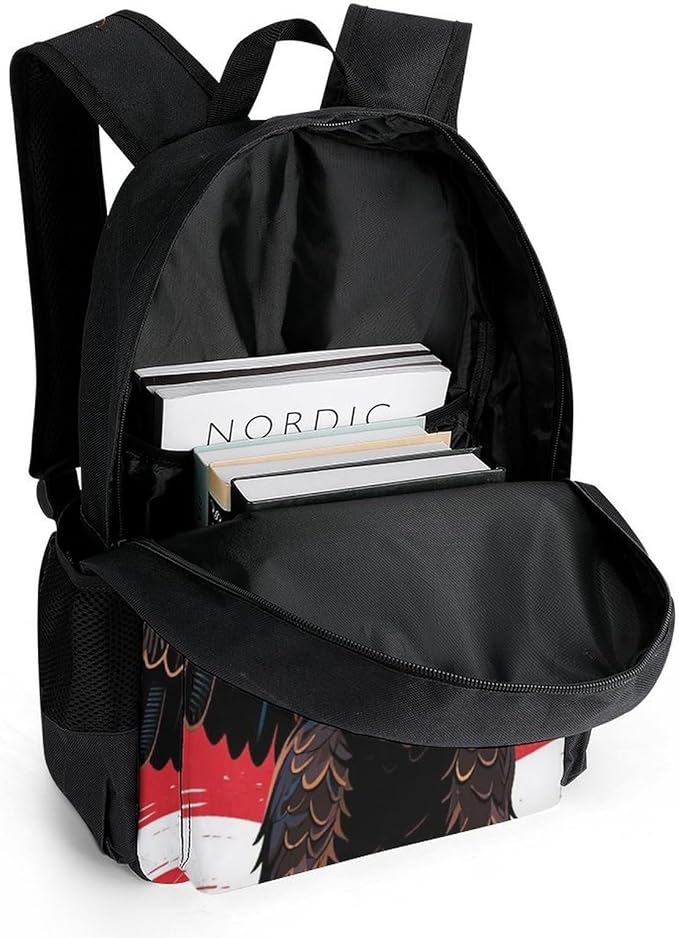 Rucksack Anti-Theft Multipurpose Large Capacity Carry On Bag, American Flag Eagle Art Travel Hiking Bag Day Pack With Side Pockets