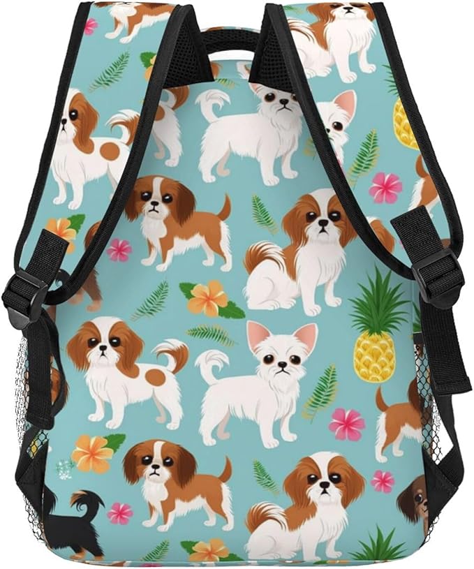 Polyester Daypack for Camping Travel Walking Cycling, Big Capacity Anti-Theft Multipurpose Bookbag, Chihuahua Dog Pineapple Camping Outdoor Backpack