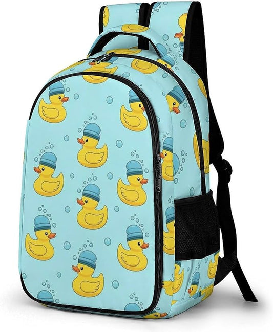 Business Anti Theft Laptop Backpack Funny Blue Bubbles Yellow Rubber Ducks, Waterproof Travel Computer Bag with Laptop Compartment Gifts for Men Women