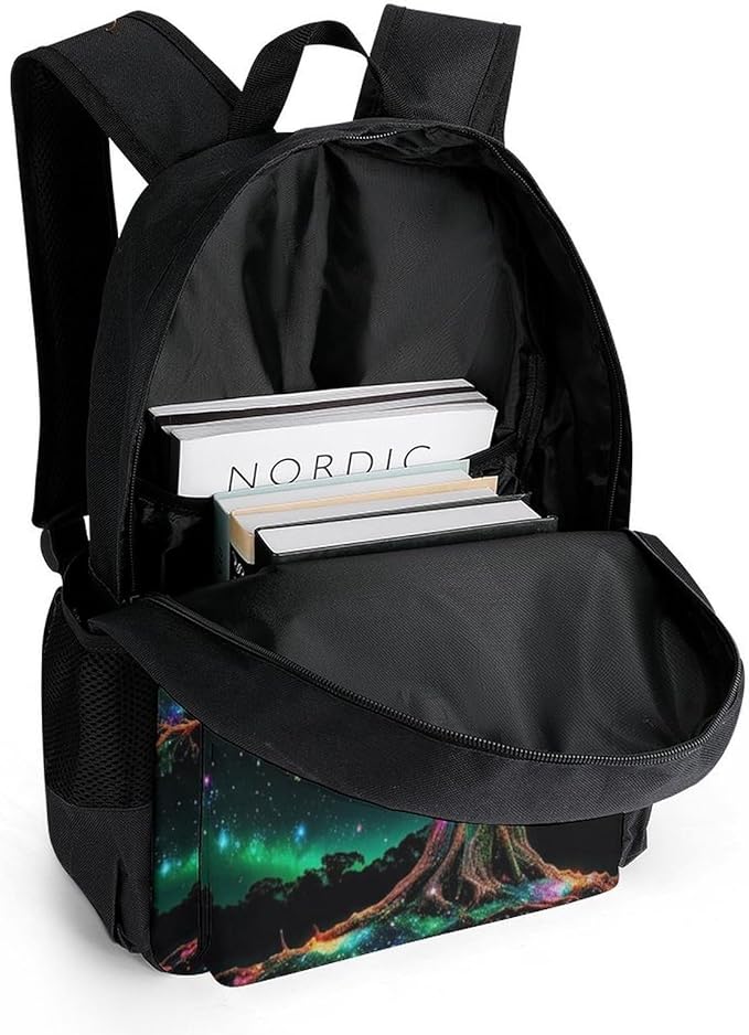 Men Women Polyester Mystery Tree Of Life Fantasy Magic Art Daypack Big Capacity Shoulder Bag With Adjustable Shoulder Straps for Camping Travel Walking Cycling