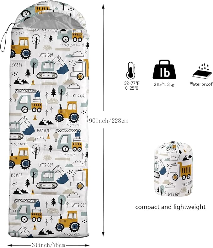 Kids Sleeping Bag for Boys and Girls,Monster Alien Print-Lightweight Warm Portable Outdoor Indoor-Waterproof Cold Weather Resistant Sleeping Bag for Camping Hiking