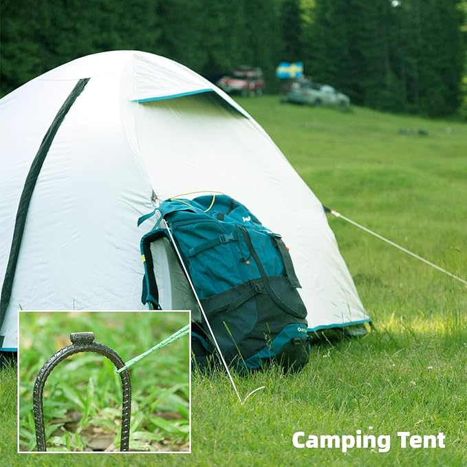 10"x3" U-Shaped Rebar Stakes - Heavy Duty Safety Ground Anchor for Trampoline, Wind Stake, Garden Fence, Landscape Edge, Outdoor Use