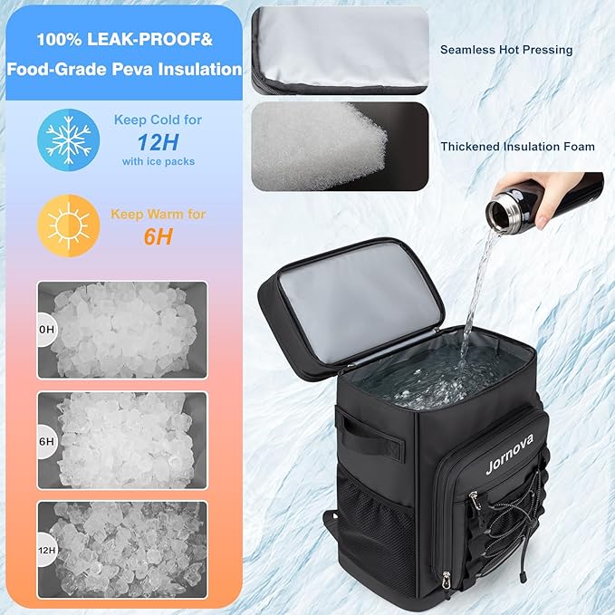 Insulated Cooler Backpack, 40L Leakproof Backpack with Double Compartments for Men & Women, Large Lunch Cooler for Camping, Beach, Travel, Picnic, Up to 48 Cans