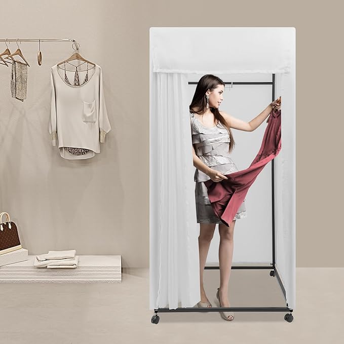 Clothing Store Fitting Room, Dressing Room, Removable Portable Changing Room Tent, Fitting Room for Boutique, Privacy Dressing Room for Indoor Outdoor House Office Shopping Mall (Rectangular-White-B)