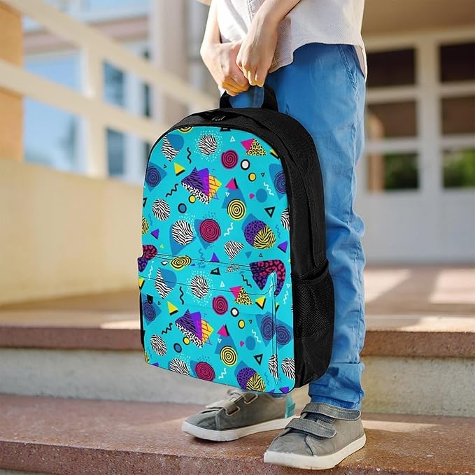 Lightweight Rucksack for Sports Travel Running, Big Capacity Multipurpose Anti-Theft Bookbag, Geometric Checkered Zebra Tiger Leopard Print Mint Green Retro 80S 90S Travel and Sport Backpack Rucksack