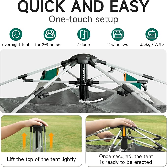 SAN LIKE Camping Tent 2/3/4 Person Instant Easy Pop Up Tents for Camping Lightweight Backpacking Tent Automatic Family Easy Set Up Tent,Portable Dome Tent for Camping Hiking Traveling