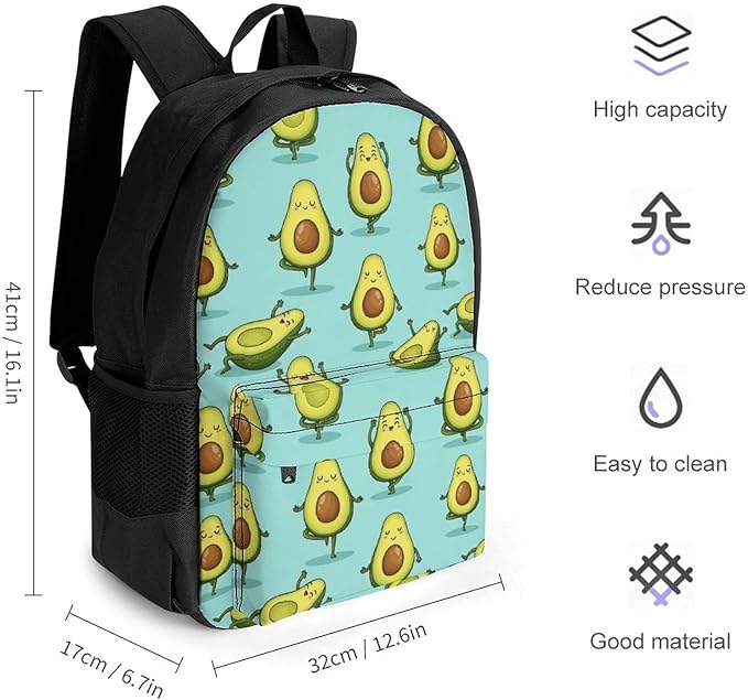 Supdreamc Polyester Daypack for Camping Travel Walking Cycling, Big Capacity Anti-Theft Multipurpose Bookbag, Dance Avocado Funny Camping Outdoor Backpack