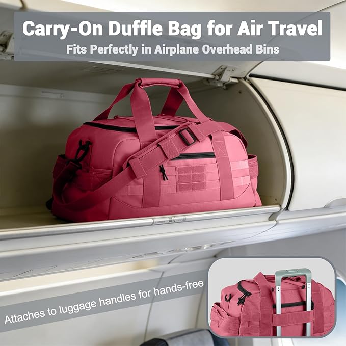 35L Large Duffle Bag, 3-in-1 Tactical Backpack MOLLE Pack for Sports/Gym/Outdoor, Pink