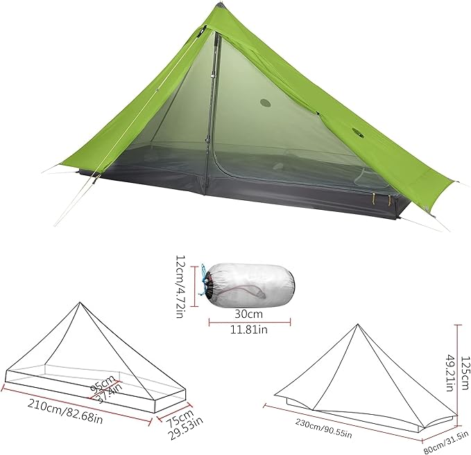 Ultralight Waterproof Tent, Double-Layer Three-Season Backpacking Tent for 1-Person Camping, Kayaking, Climbing, Hiking, Weighing in at only 2 pounds for The Tent