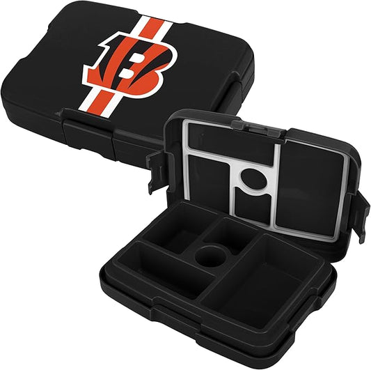 FOCO NFL Unisex-Adult Officially Licensed Team Color Stripe Primary Logo Football Leak Proof 5 Compartment Bento Lunch Box - Cincinnati Bengals