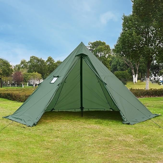 Hot Tent with Stove Jack and Snow Skirt, 6.89~8.53ft Standing Room, 2~5 Person, Tipi Tent for Family Hiking, Fishing, Hunting, Backpacking Camping