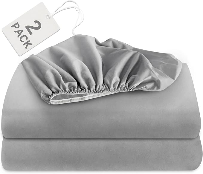 Biloban Short Queen Sheets 2 Pack 60’’×75’’ Fit for RV Camping with Deep Pocket up to 14", RV Mattress Short Queen Bed Sheets, Grey