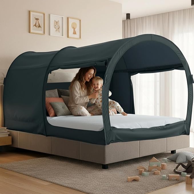 LEEDOR® Bed Tent Dream Tents Bed Canopy Shelter Cabin Indoor Privacy Warm Breathable Pop Up Twin/Full/Queen for Kids and Adult Patent Pending(Mattress Not Included)