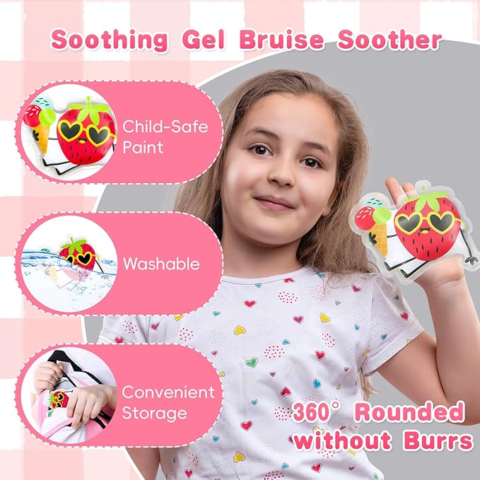 Kids Ice Packs for Boo Boos, 3 Packs Toddler Gel Ice Packs Wrap for Injuries Reusable, Hot Cold Compress for Children's Fever Pain Relief, Wisdom Teeth, First Aid, Bumps & Bruises