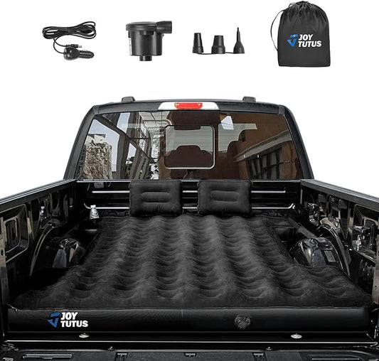 JOYTUTUS Truck Bed Air Mattress for 6.0-6.3Ft, Compact Regular Truck Beds,Anti-Leakage, with Air Pump&2 Pillows, Inflatable Pickup Mattress,Compatible with Tacoma&Ranger&Frontier,Black