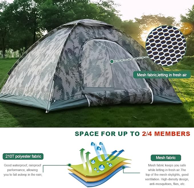 Camping Tent 2 Person, Waterproof Family Dome Tent with Rain Fly, Lightweight Portable Backpacking Tent for Outdoor Camping/Hiking