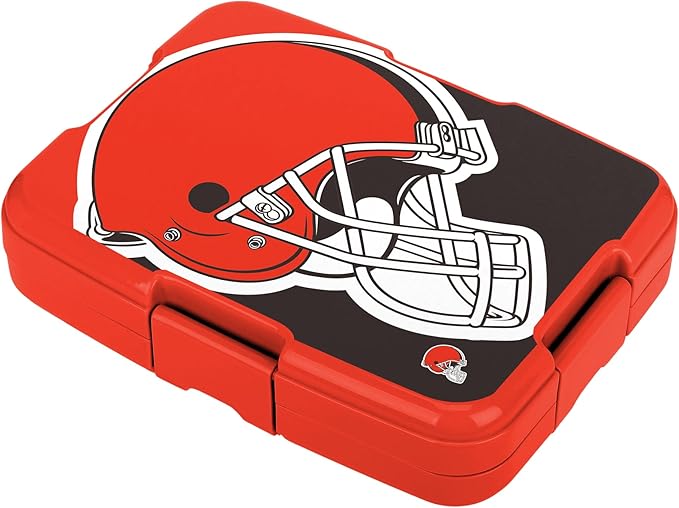 FOCO NFL Unisex-Adult Officially Licensed 2-Tone Big Logo Team Color Football Leak Proof 5 Compartment Bento Lunch Box - Cleveland Browns