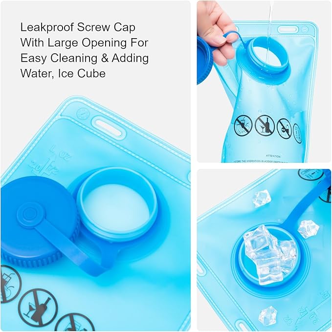 EVERFUN Hydration Bladder 2L/3L Water Reservoir for Hiking Backpack, Leak Proof Water Bladder with Detachable Hose & High Flow Ergonomic Bite Valve, Water Pouch for Cycling, Running