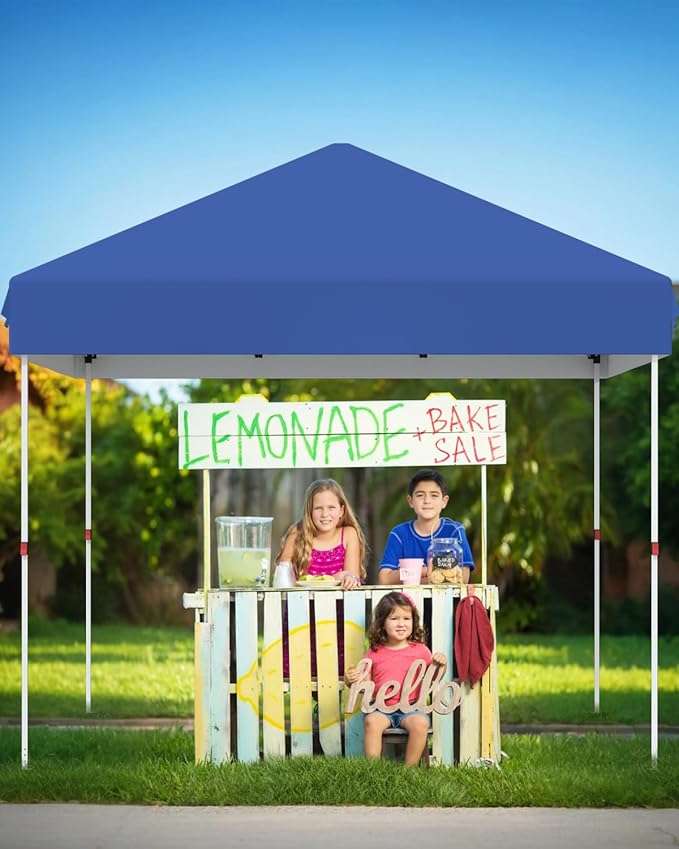 10x10 Pop Up Canopy Tent Outdoor Canopy with No Removable Sidewall One-Person Set Up Heavy Duty Commercial Instant Tent Shelter-Blue