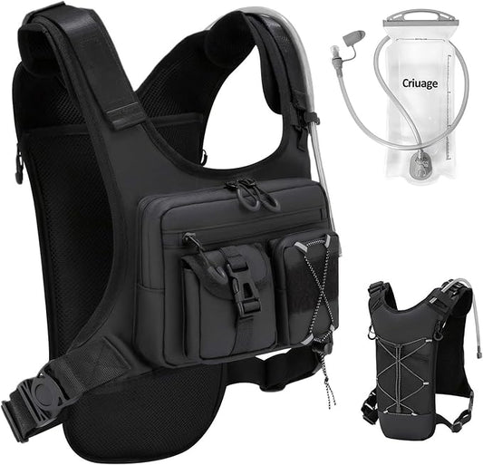 USA Original Patent Running Hydration Vest Backpack, Lightweight Chest Pack with 2.0L Water Bladder Bag Daypack for Hiking Running Cycling Race Marathon for Women Men