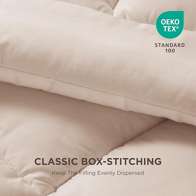 Bedsure Comforter Duvet Insert - Quilted Comforters Twin Size, All Season Duvet, GentleSoft Down Alternative Bedding, with 8 Tabs, Gifts for Women/Men, Beige, Twin 88 x 68 Inches