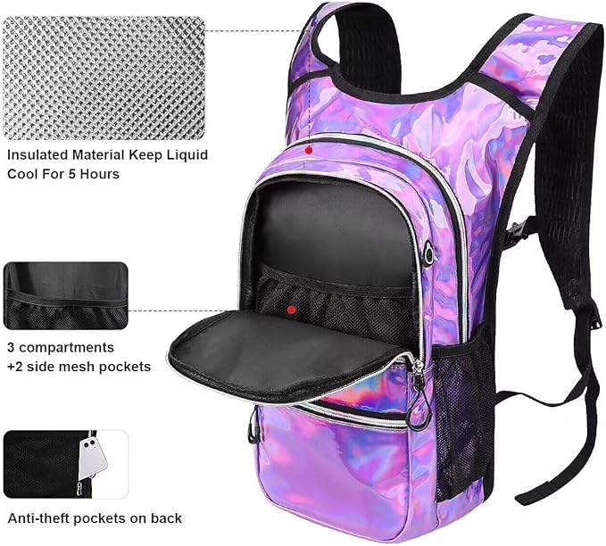 Hydration Backpack Pack, Water Backpack 20L Capacities Included 2L Hydration Bladder, Festival Essential - Rave Hydration Pack Hydropack Hydro for Hiking, Festival Gear