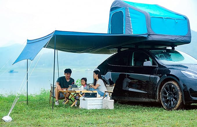 UNISTRENGH Truck Rooftop Tents Portable Inflatable Family Camping SUV Car Roof Top Tent with Skylight, Sun, Wind, and Waterproof SUV Truck Roof Tents