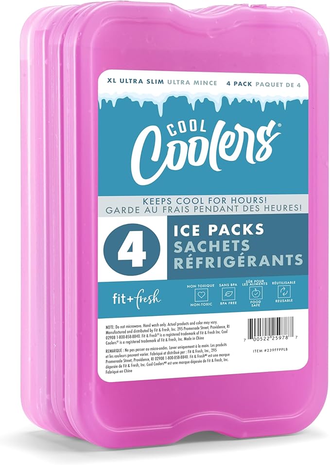 Cool Coolers by Fit + Fresh Slim Compact Reusable XL Ice Pack, Perfect for Lunch Boxes, Coolers, and Beach Bags
