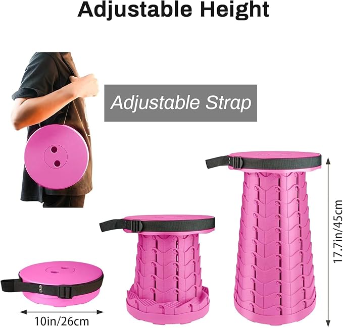 Portable & Lightweight Foldable Camping Chair for Adults, Heavy Duty Folding Stool with Adjustable Shoulder Strap, Perfect for Picnic, Beach, Backyard, and Sporting Events, Max Weight 400lbs