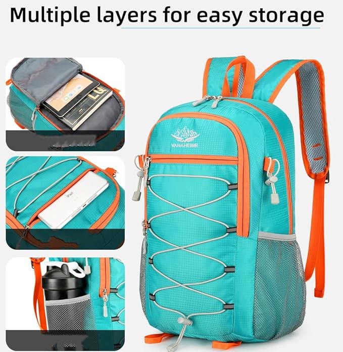 Foldable Lightweight Hiking Backpack Camping Cycling Travel Shopping Fitness Sports Backpack With Man And Women, (lake blue)
