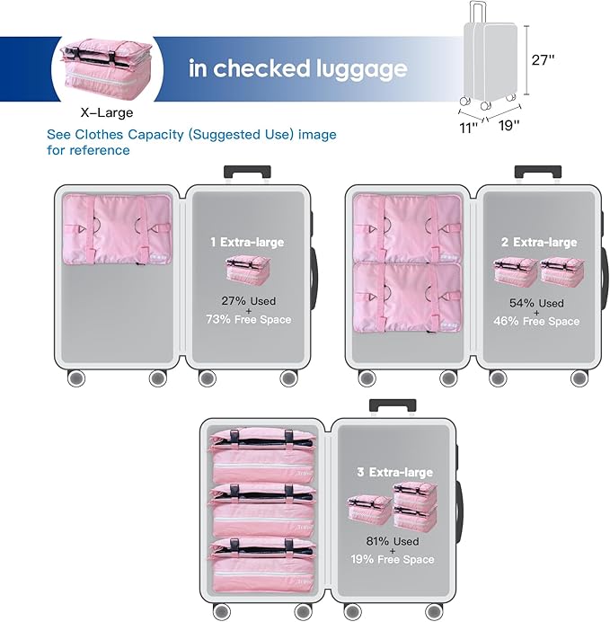 Grand Fusion Stow-N-Go Packing Organizer for Luggage, Portable Hanging Travel Shelves, Carry-On Closet, Hanging Packing Cubes, Collapsible Carry-On Organizer for Cruises & Hotels Pink - XL