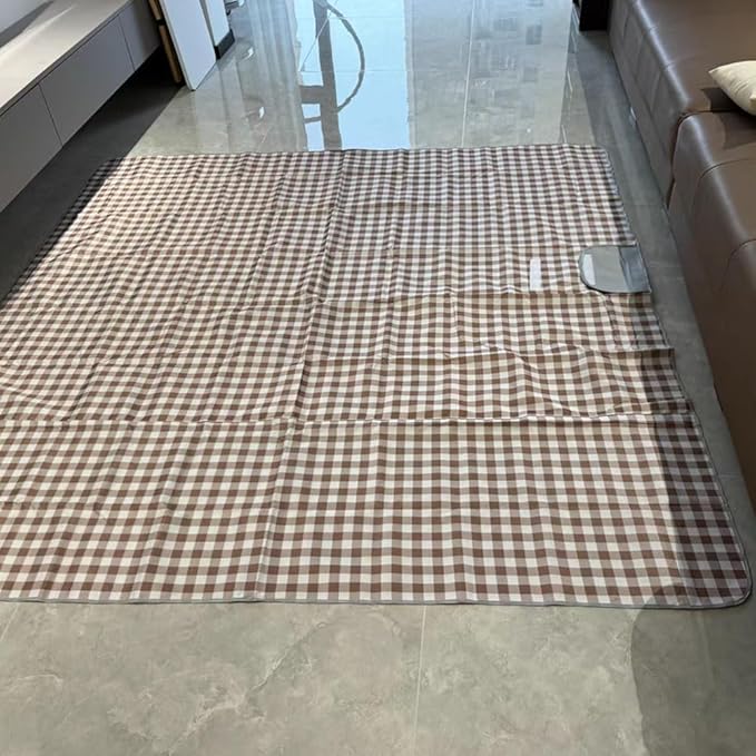 K Y KANGYUN Outdoor Picnic Blanket 80" x 80", Extra Large Beach Blanket, Foldable Lightweight Waterproof Sand Mat, Picnic Blanket for Beach Camping Hiking Park Patio (Brown, 80x80 inch)
