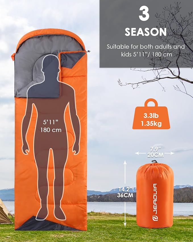 Sleeping Bags for Adults Cold Weather - 20 Degree Big&Tall Size Backpacking Lightweight Waterproof for Girls Boys Mens Teen Women for Camping Hiking Outdoor Travel Hunting with Compression Bags