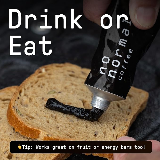 No Normal Dark Roast, Instant Coffee Paste (20 Cups) – The Outdoor Coffee – Swiss-Made, Fairtrade Arabica Beans, Liquid Concentrate Alternative- Uncomplicated, Zero Waste On-the-Go Tube- Slightly Sweetened