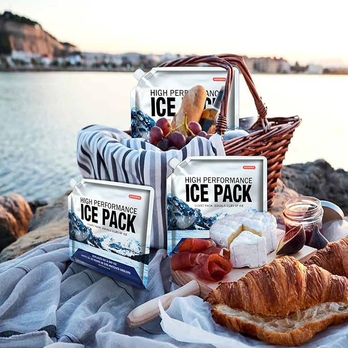 Reusable Ice Packs for Coolers Long Lasting Gel Freezer Packs for Cooler Bag Backpacks, Lunch Box, Cooler Bag, Keeps Food Cold Fresh (Small Set of 3)