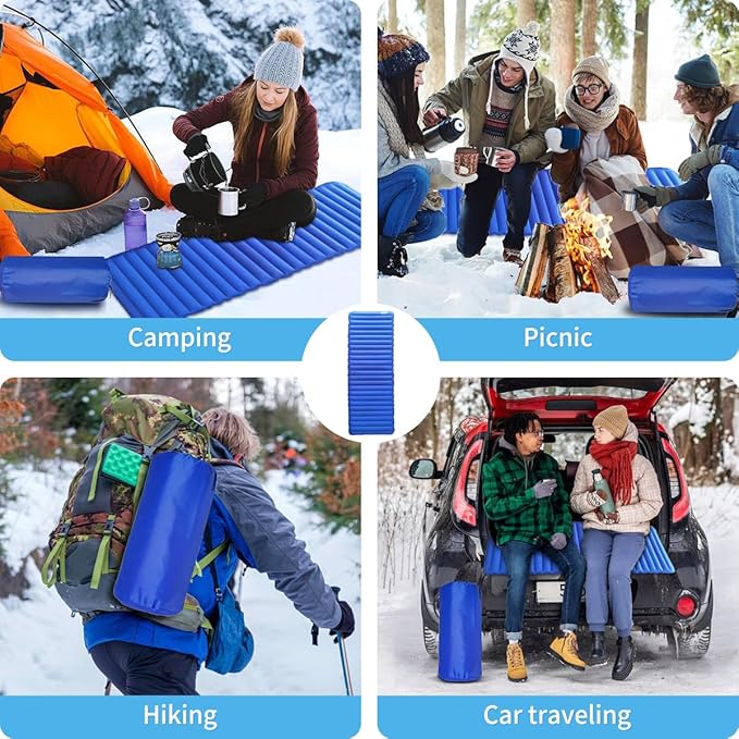 Ultralight Sleeping Pad for Camping, Sleeping Pad R Value 7.7, 3.6 Inch Extra Thick Inflatable Sleeping Mat for Car Camping, Tent, and Backpacking Trips