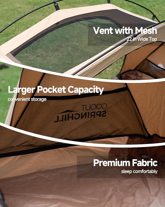 Penglai 1 Person Backpacking Tent - Portable Lightweight Camping Tent 210G TC Cotton, Compact for Traveling & Hiking（Sand）