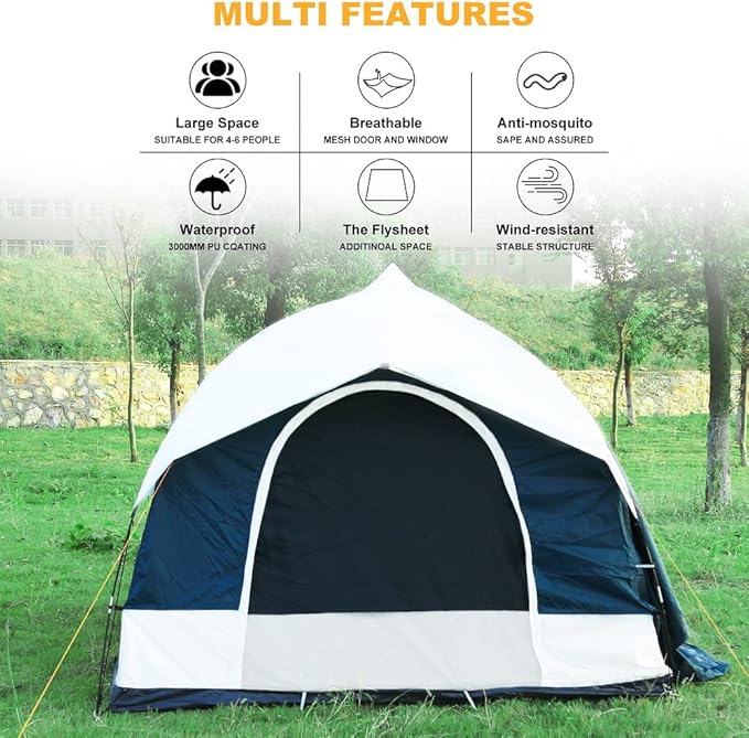 SUV Tent Attachment for Camping -Up to 6-8 Person Sleeping Capacity, Car Tent Includes Rainfly and Storage Bag,Universal Fit, 8' W x 8' L x 7.2' H,Suitable Camping Traveling Family Outdoor Activities