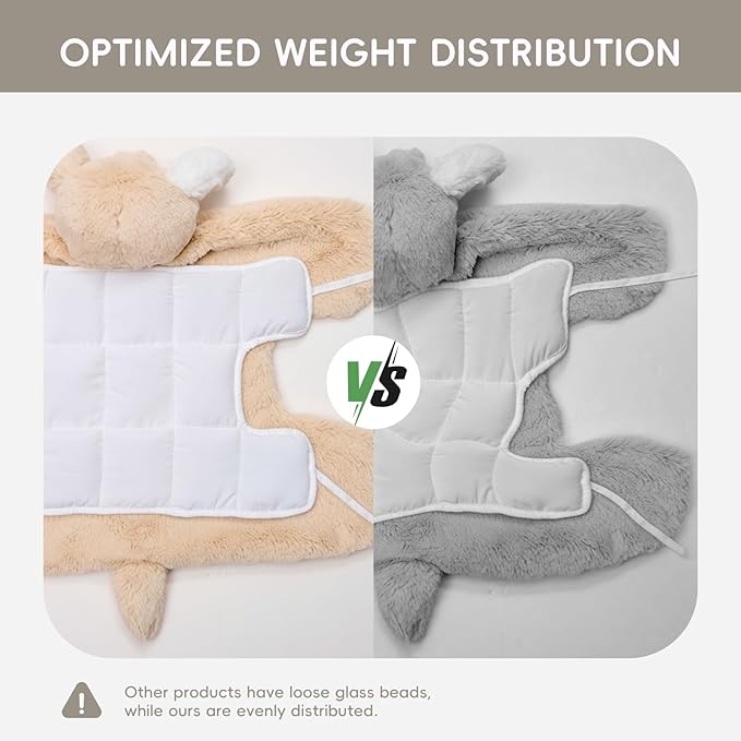 L'AGRATY Weighted Lap Pad for Kids 5 lbs, Sensory Needs Weighted Stuffed Animals Lap Blanket Soft Plush Hugging Sensory for Kids Teen Adults Removable Washable Cover